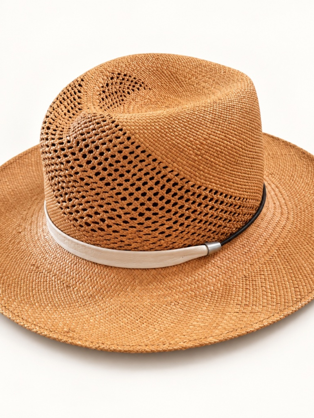 Rag & Bone Panama Straw Wide-Brim Fedora Hat M/L